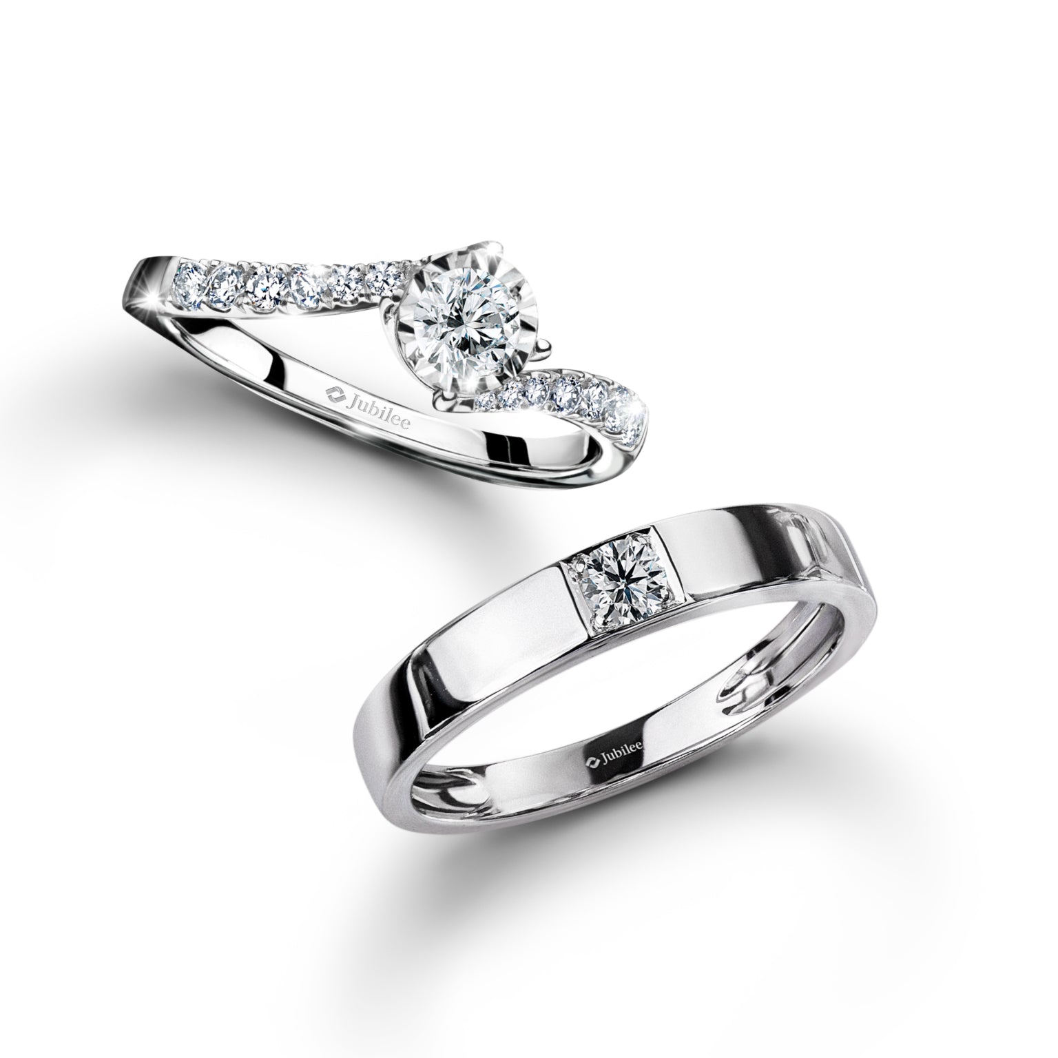 แหวนเพชร Solitaire Stylish Curve Ring & Padriac Diamond Ring