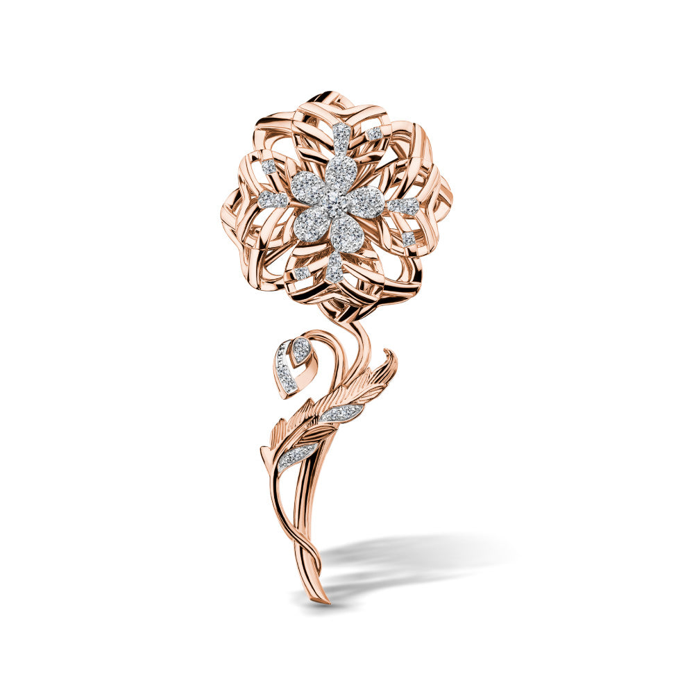 Jasmin Embrace Diamond Brooch: Love Bloom Jasmine Sparkle &amp; Enchanted Stalk Diamond Brooch