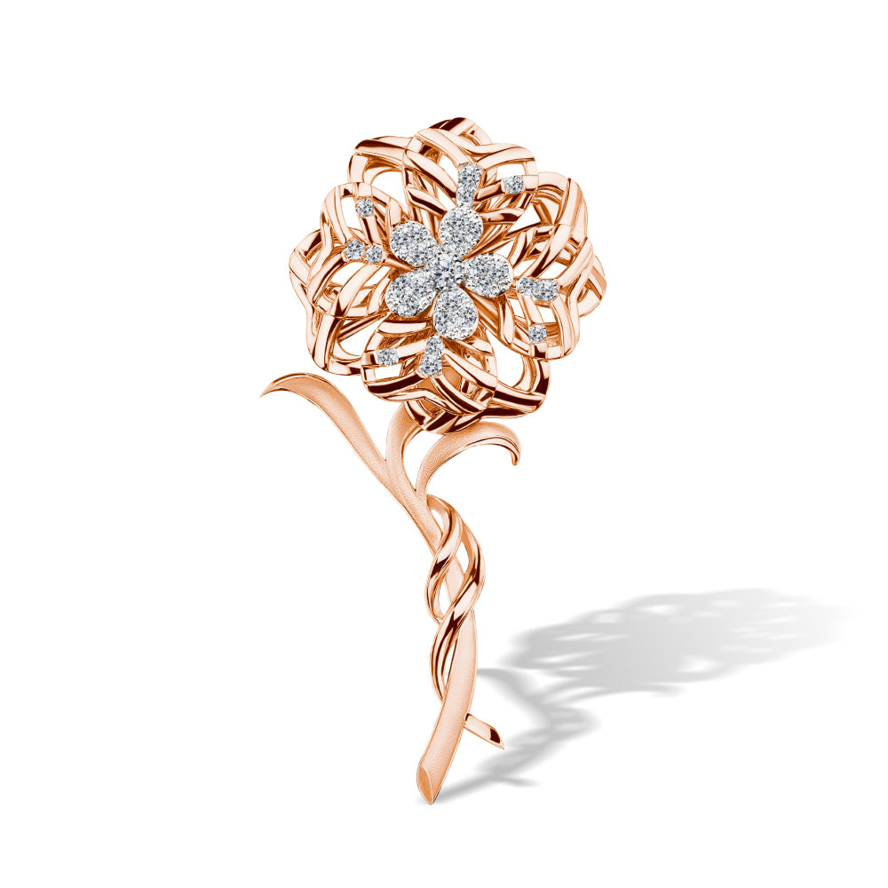 Jasmin Embrace Diamond Brooch: Love Bloom Jasmine Sparkle &amp; Dancing Stalk Brooch