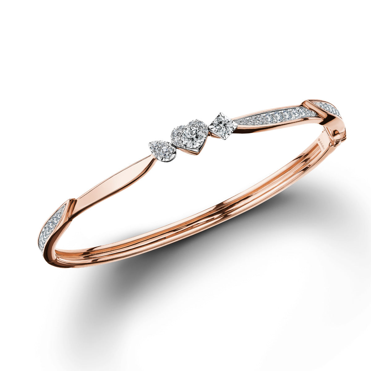 Love Blooming Sparkle Heart Bangle Diamond Bracelet 