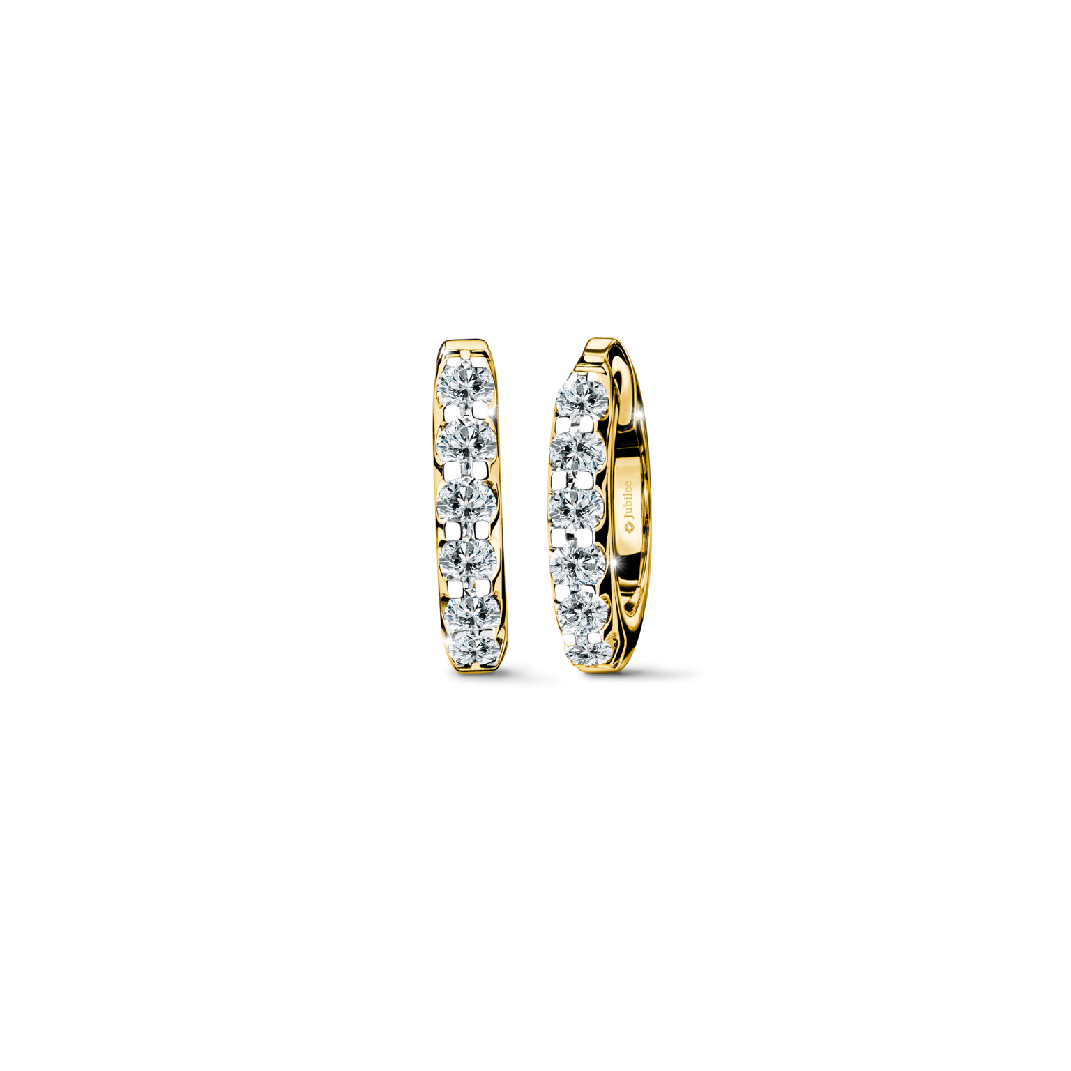 Diamond Line Hinged Hoop Earrings 