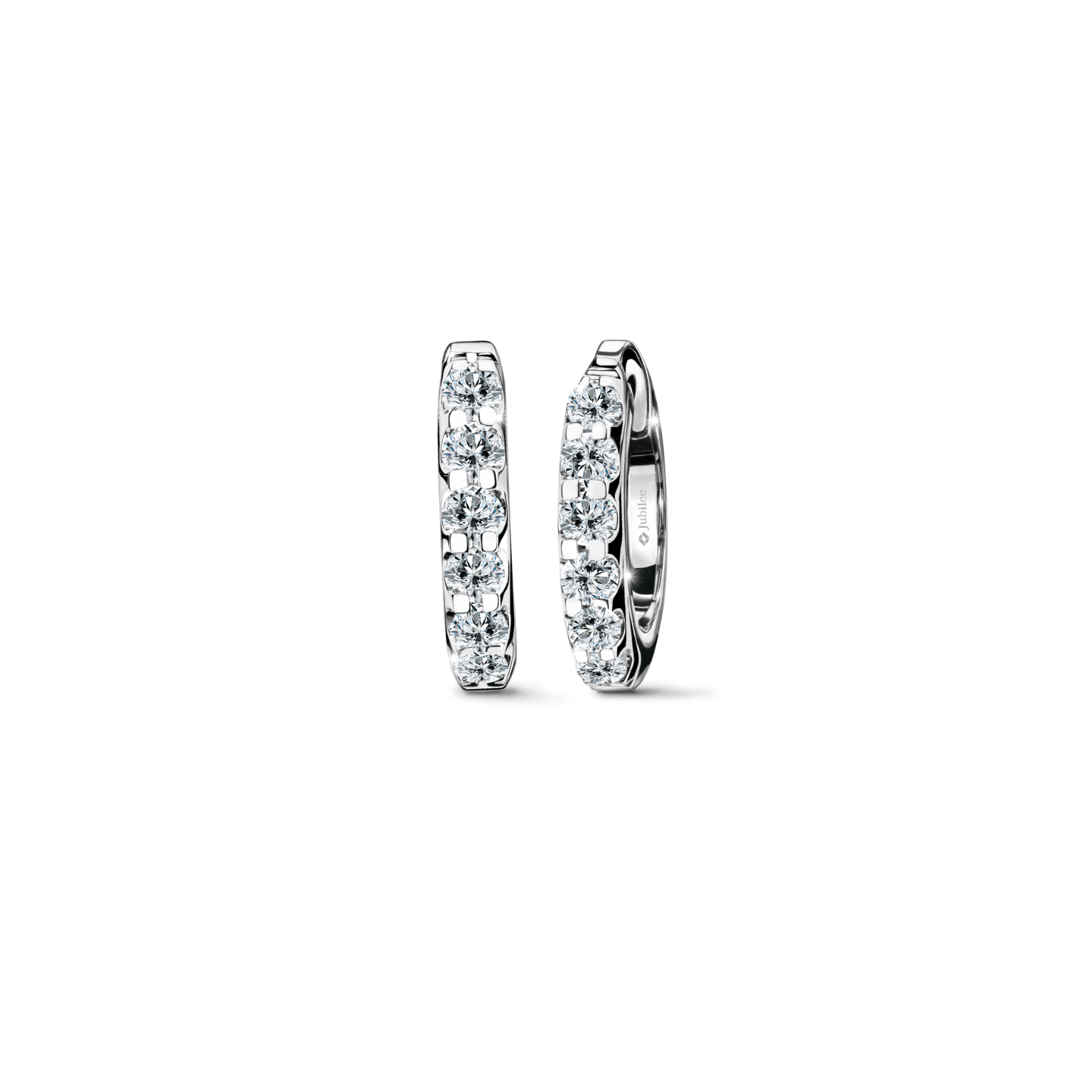 Diamond Line Hinged Hoop Earrings 