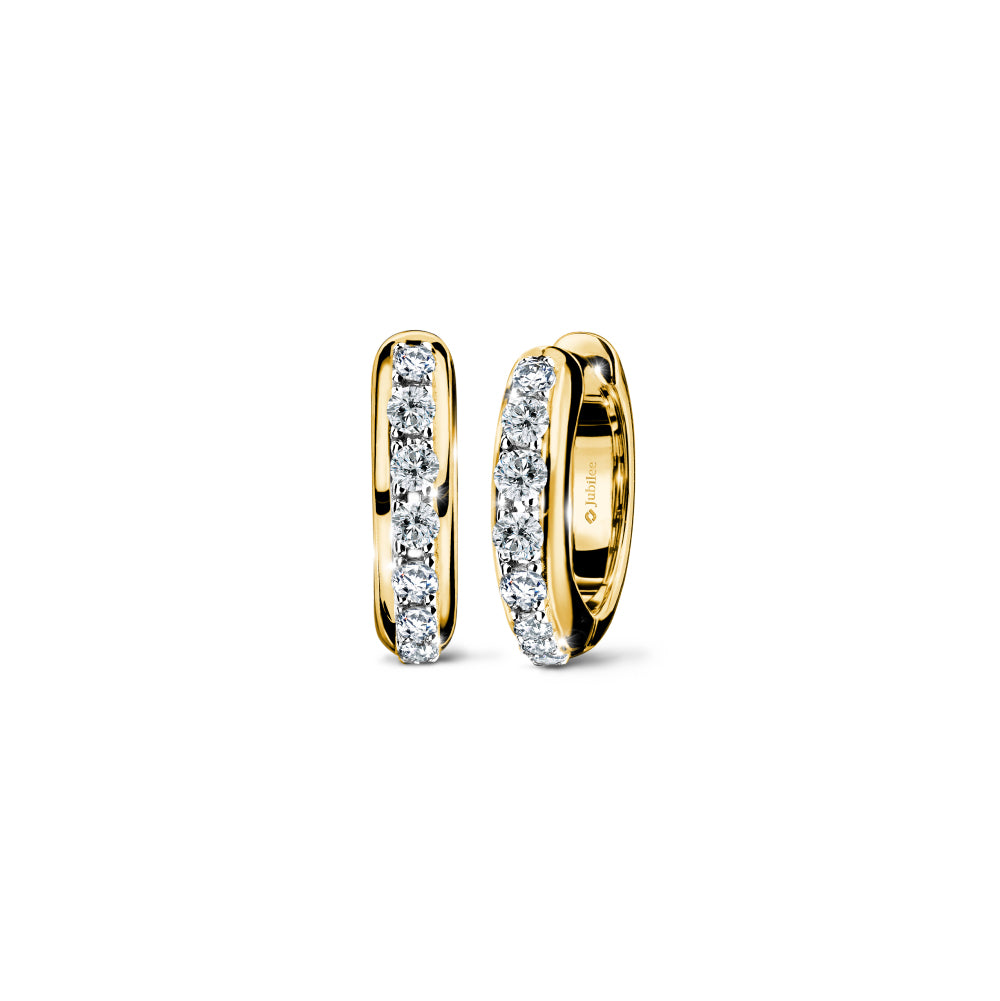 Lean Diamond Line Hinged Hoop Earrings 