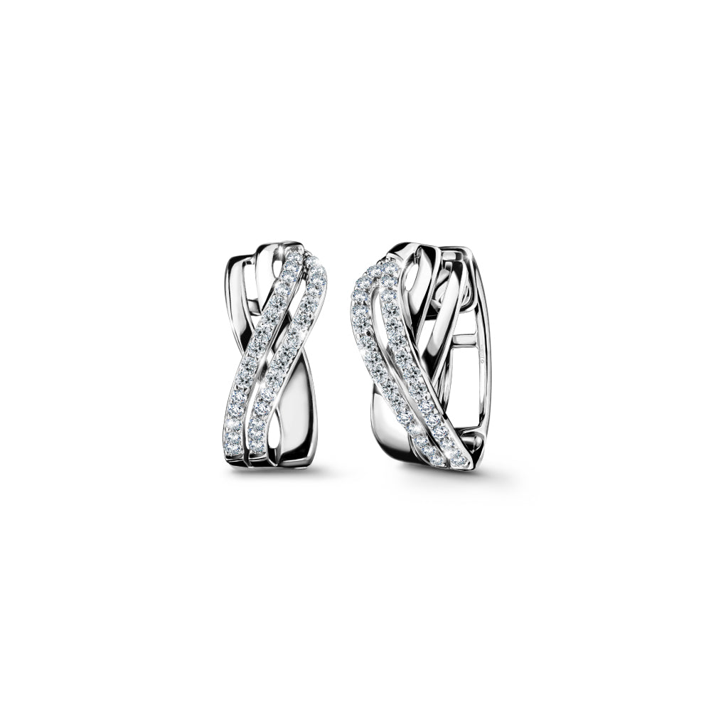 Fundamental Curve Huggie Earrings Diamond