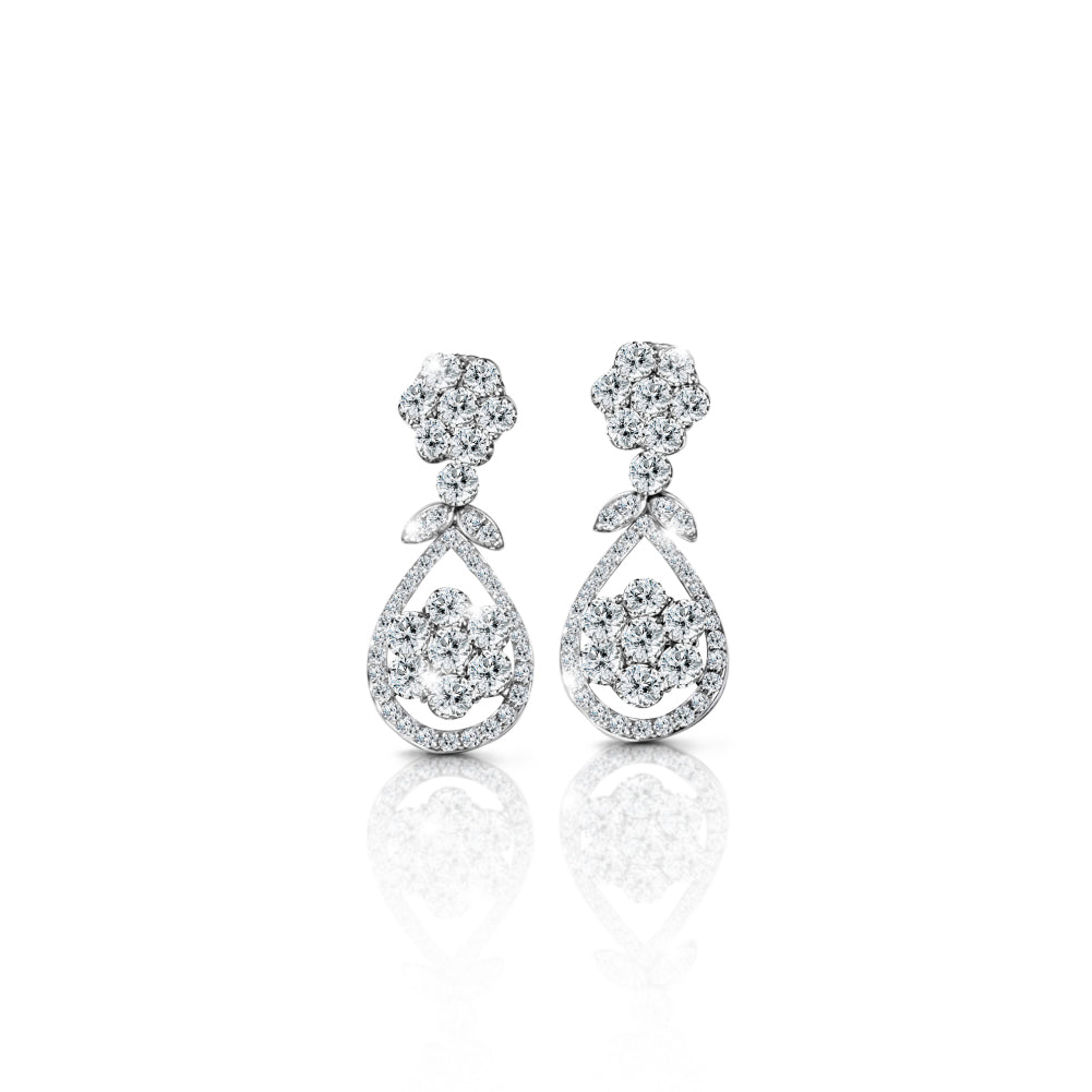 Floral Dangling Earrings Diamond