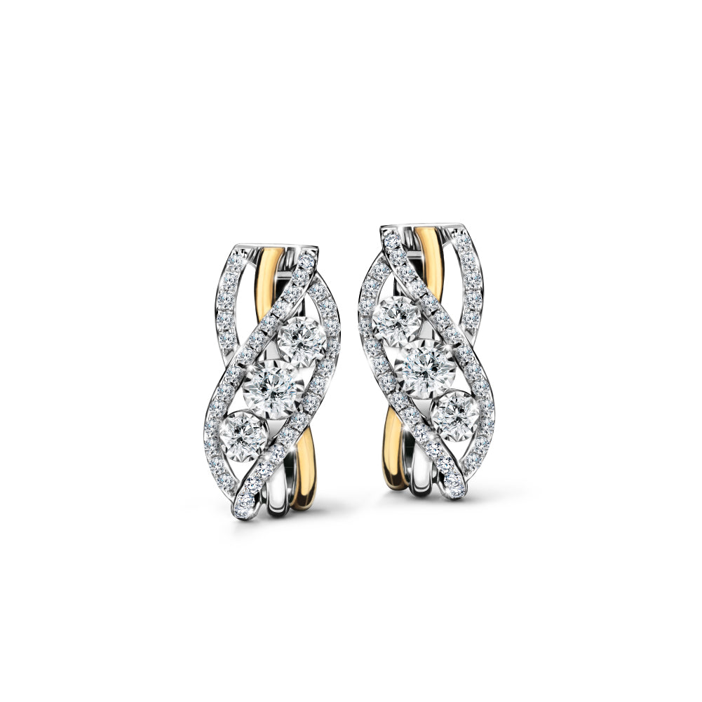 Spiral Stripes Trio Earrings Diamond