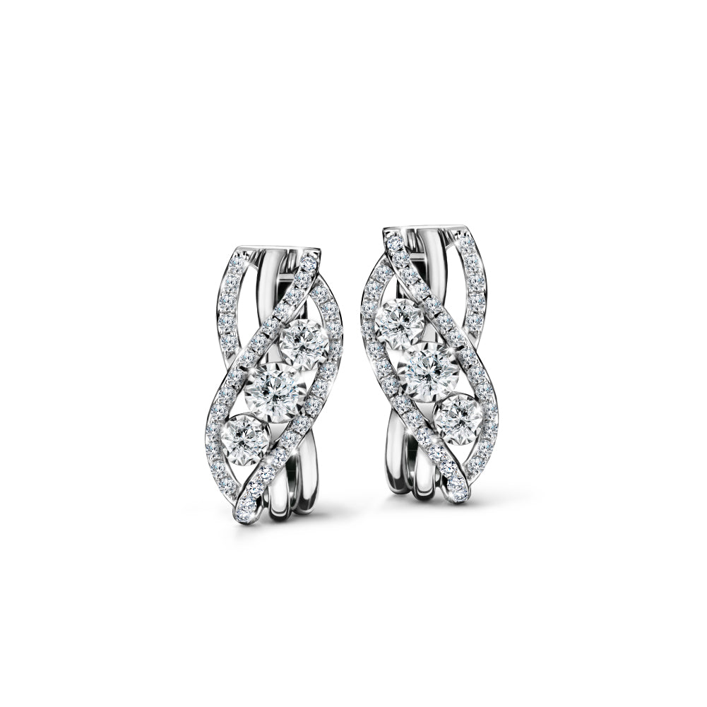 Spiral Stripes Trio Earrings Diamond