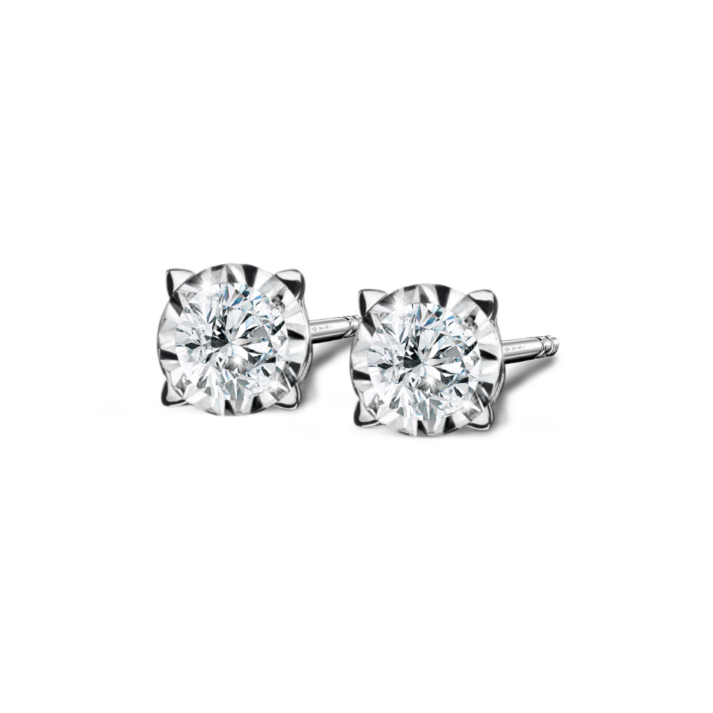 Mini 4-Prong-Diamond Stud Earrings