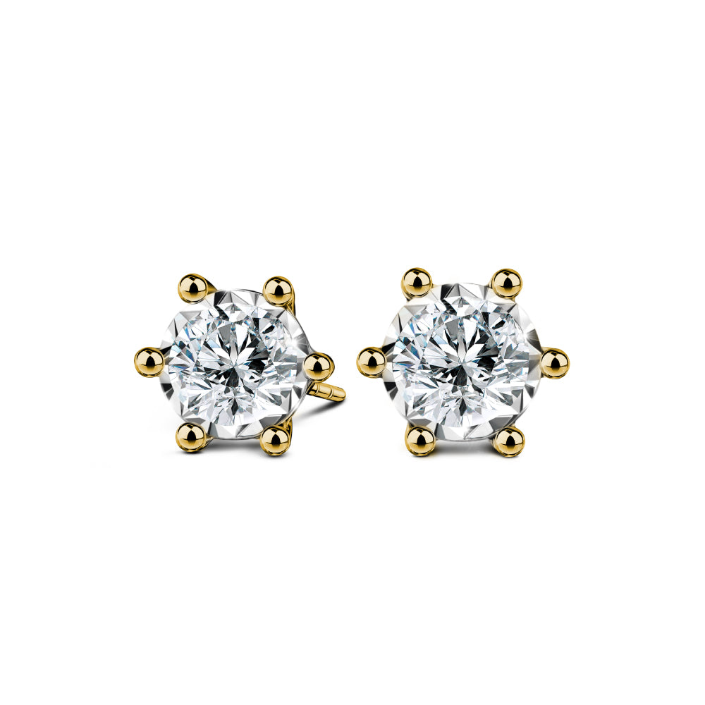 ต่างหูเพชร Signature 6-Prong-Diamond Stud Earrings