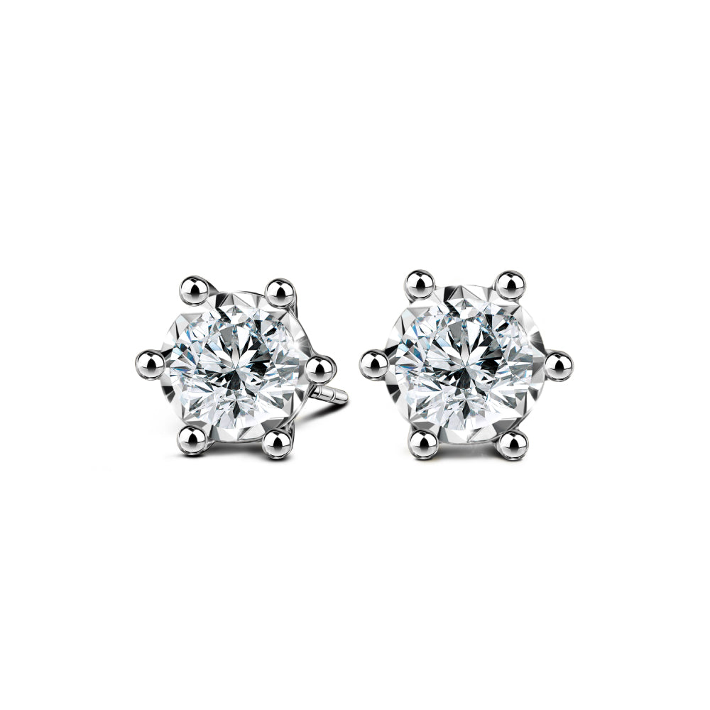 ต่างหูเพชร Signature 6-Prong-Diamond Stud Earrings