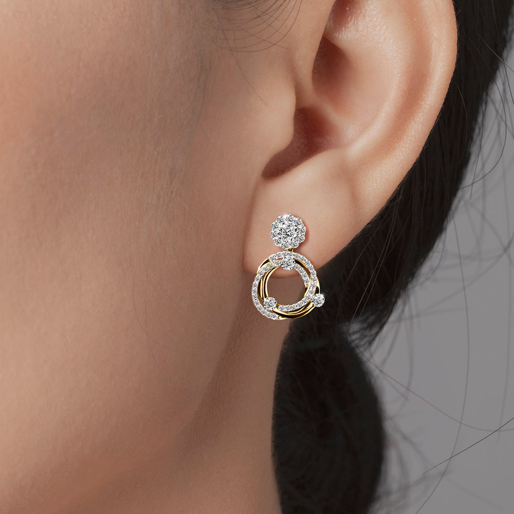 Tri-Design Diamond Earrings