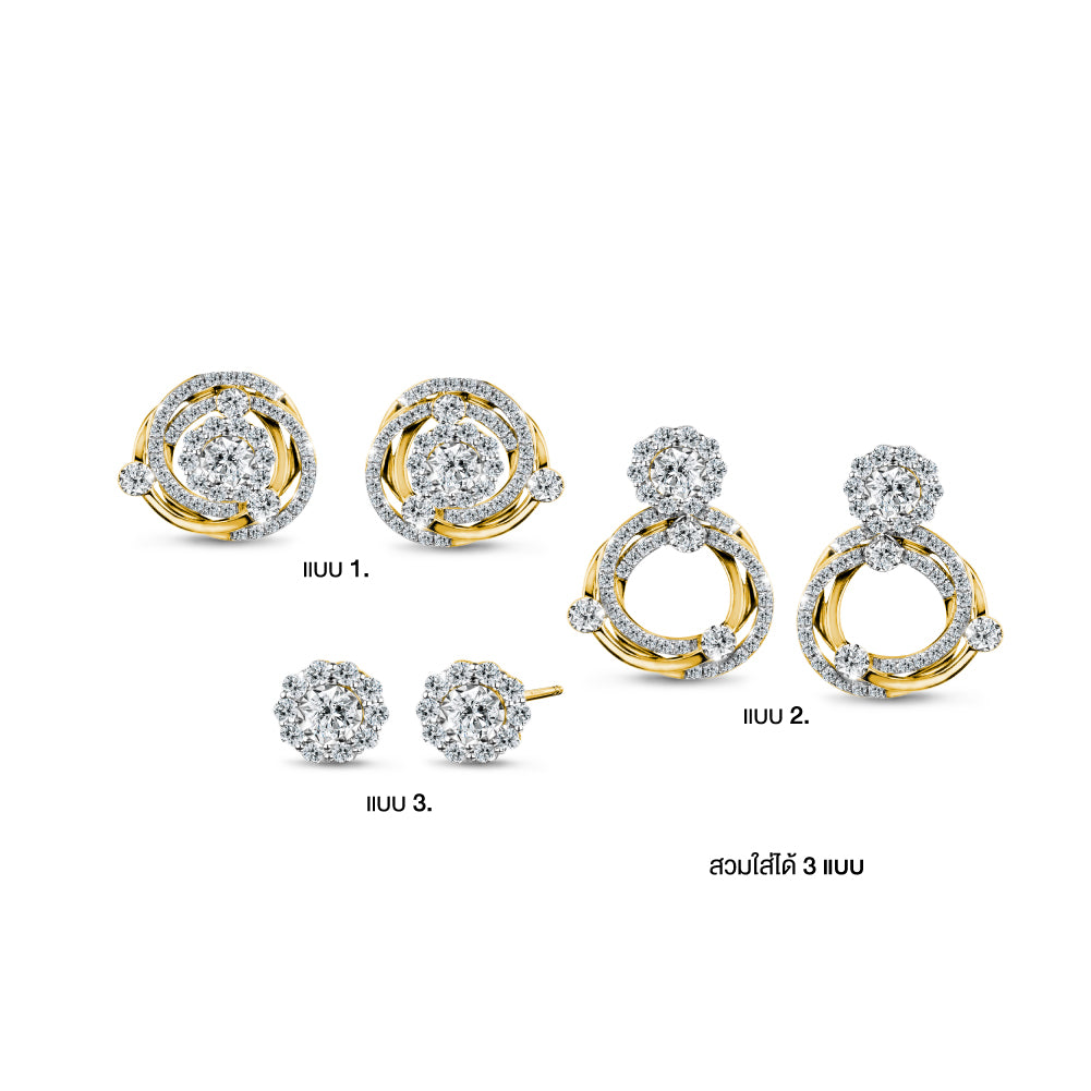 Tri-Design Diamond Earrings