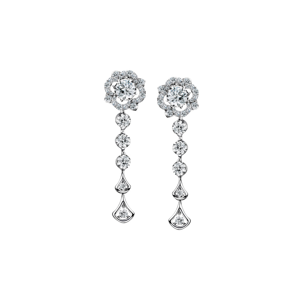 Diamond Flourish Dangle Earrings