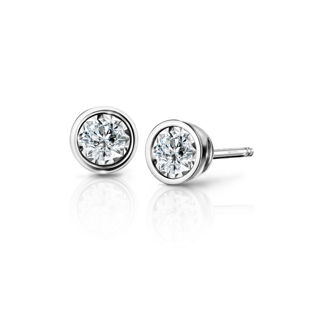 Bezel Diamond Stud Earrings