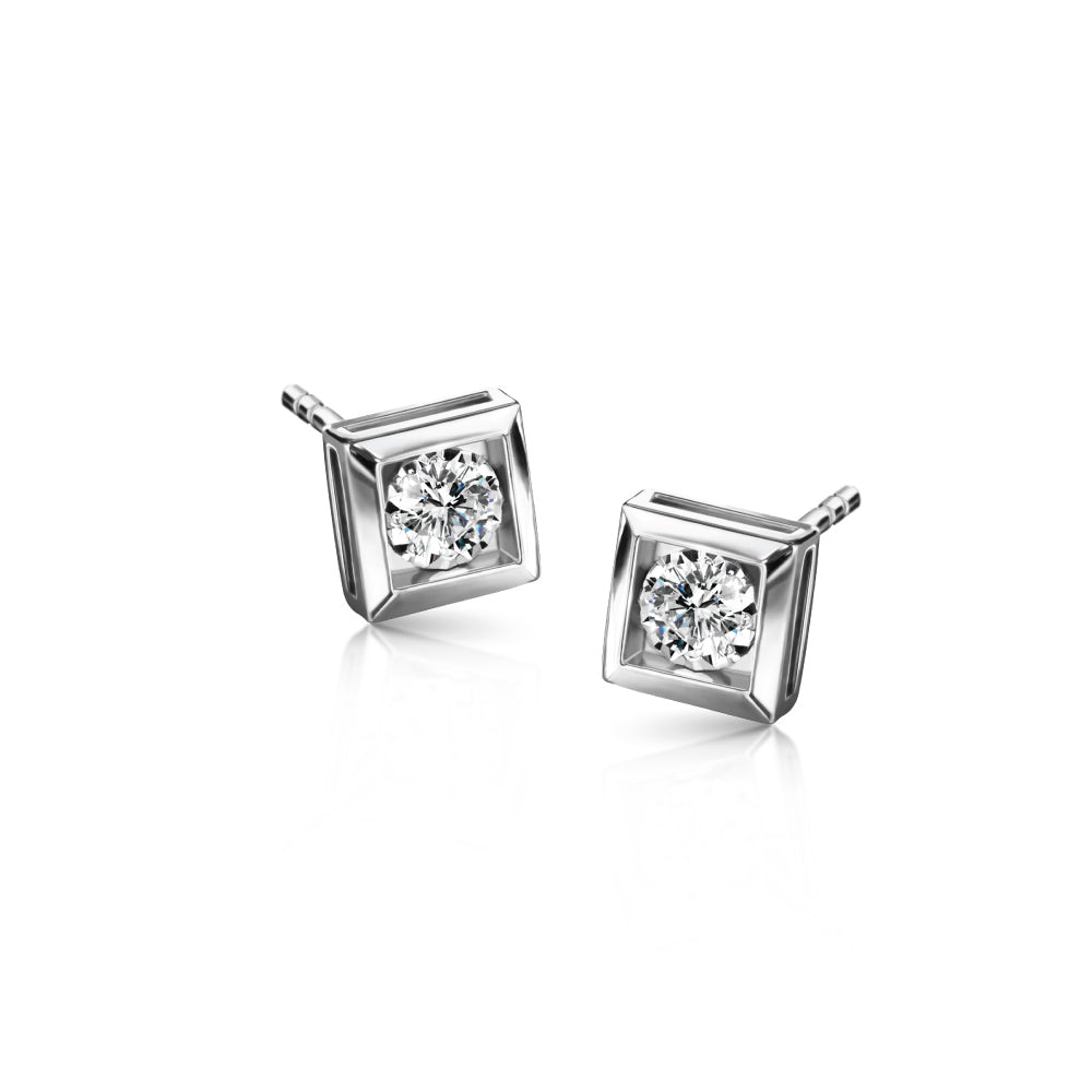 ต่างหูเพชร Square Illusion Earrings