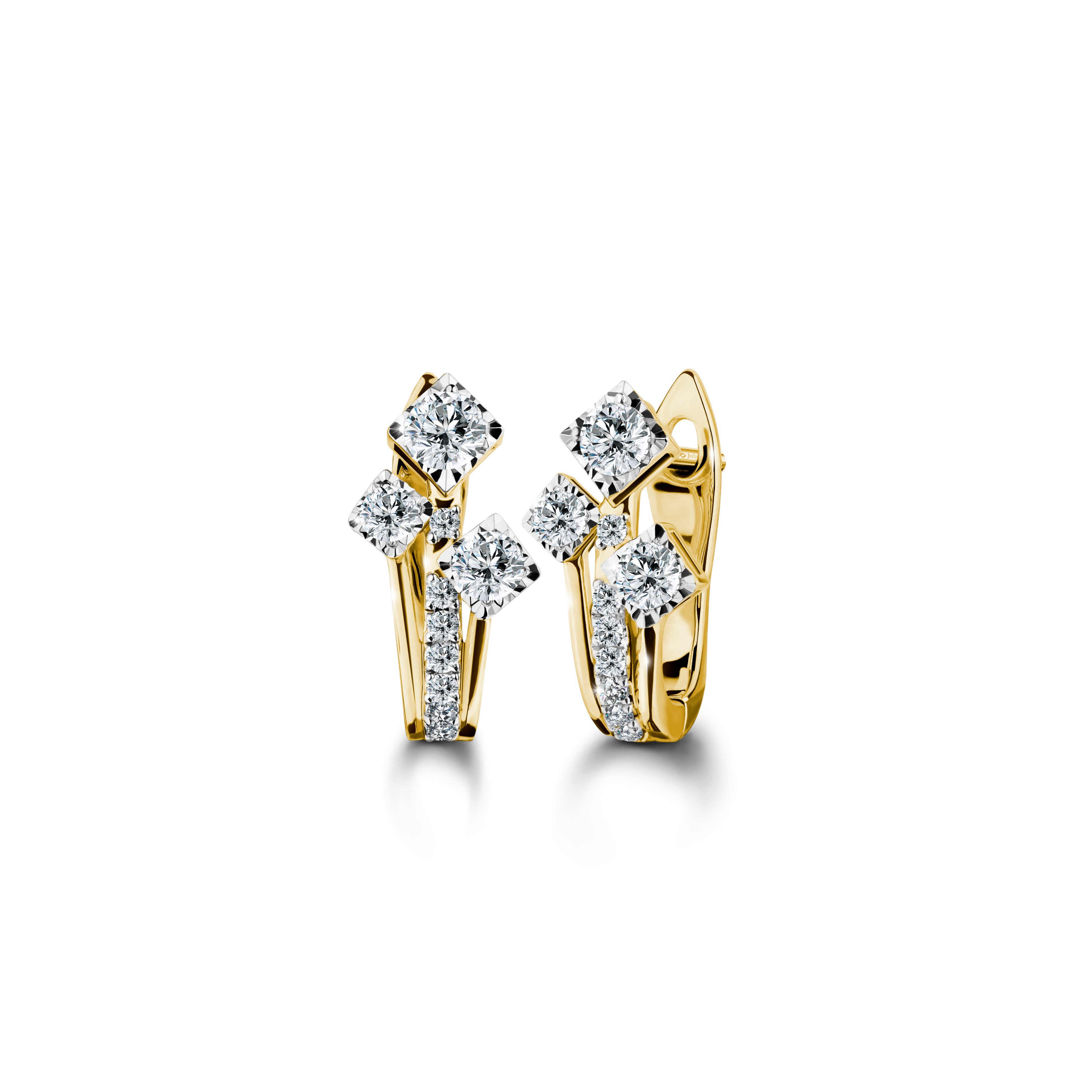 Three Square Diamonds Earrings