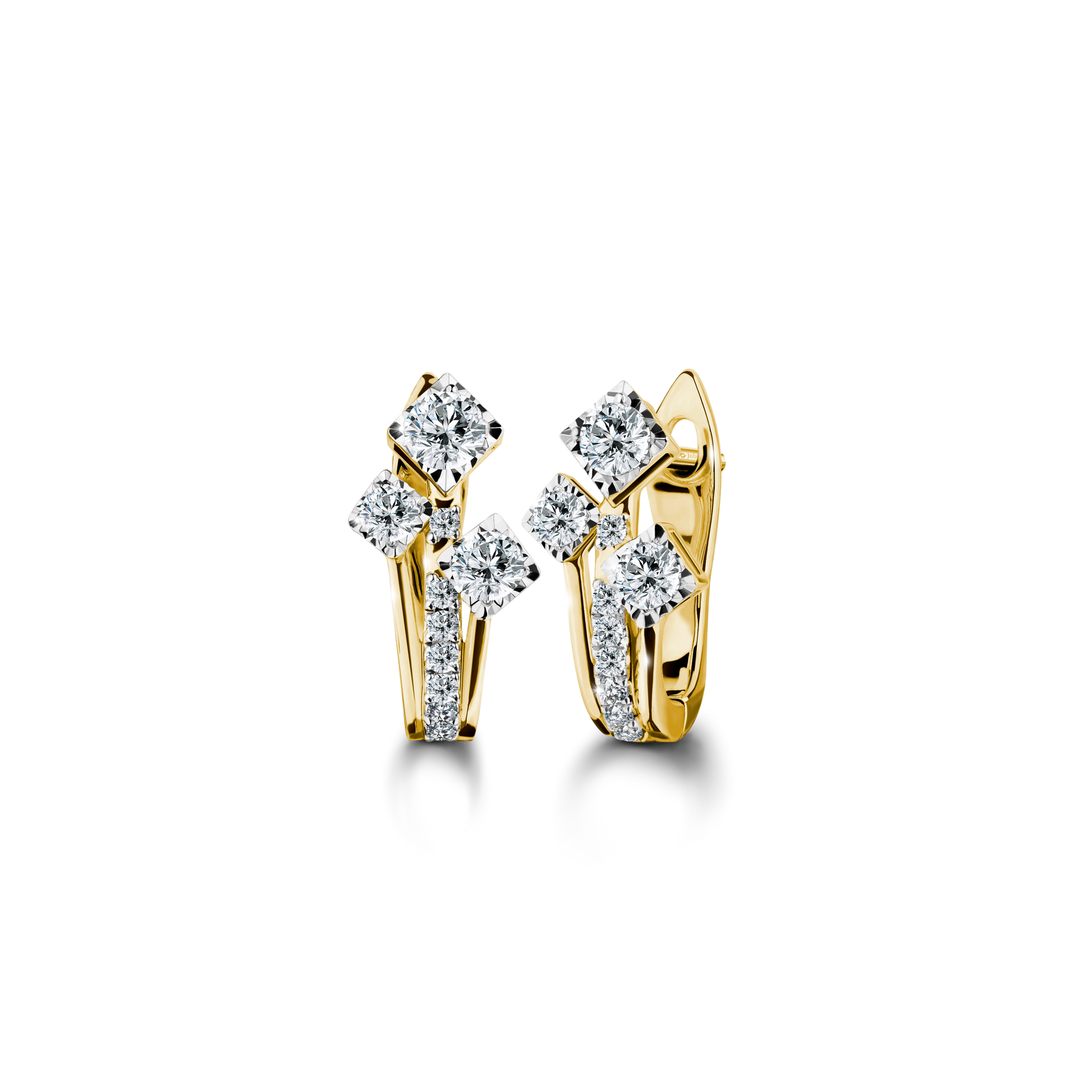 Three Square Diamonds Earrings