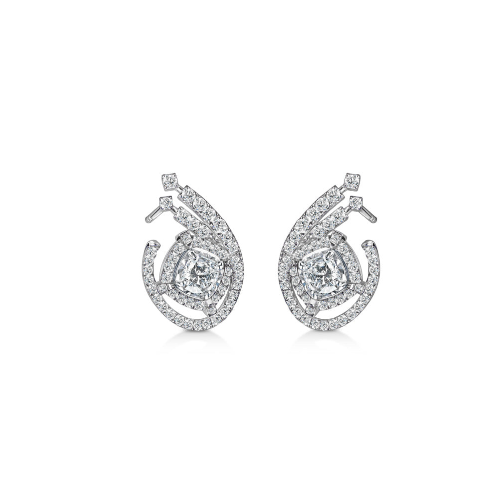 Centennial 90 Facets Diamond Earrings (Certificate: HRD)