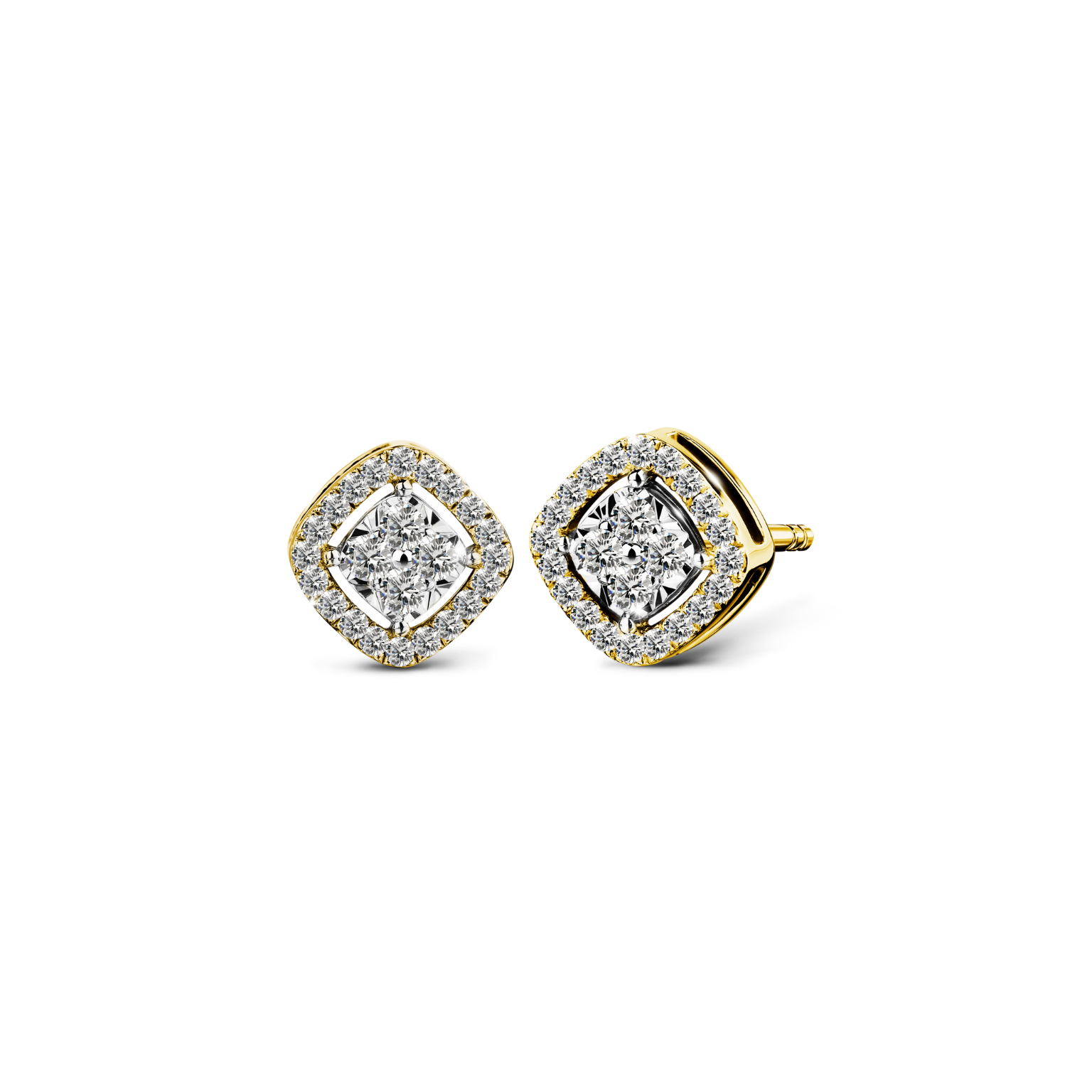 ต่างหูเพชร Rhombus Halo Diamond Earrings