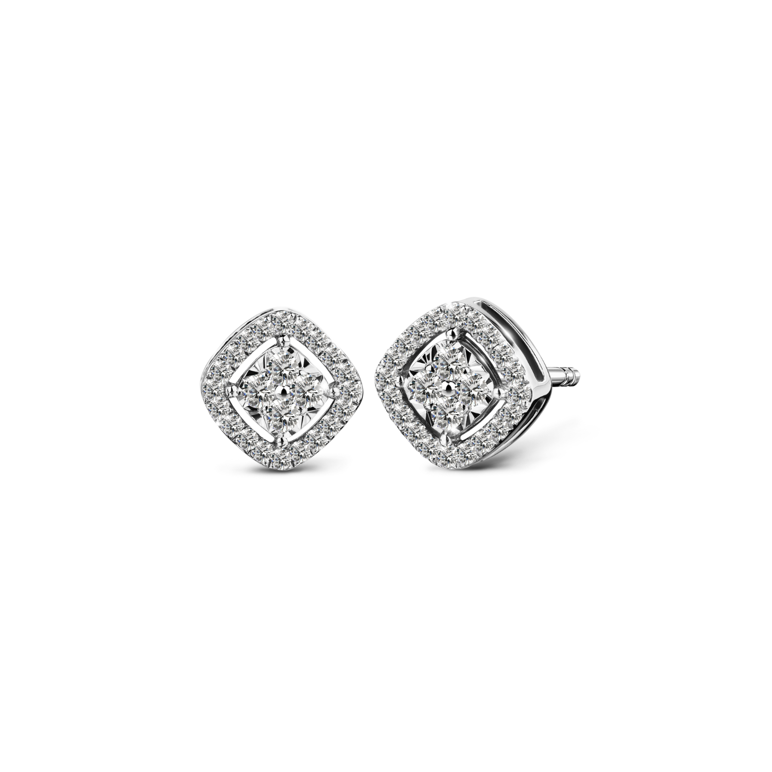 ต่างหูเพชร Rhombus Halo Diamond Earrings