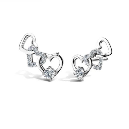 ต่างหูเพชร Jubilee Heart Double Happiness Earrings