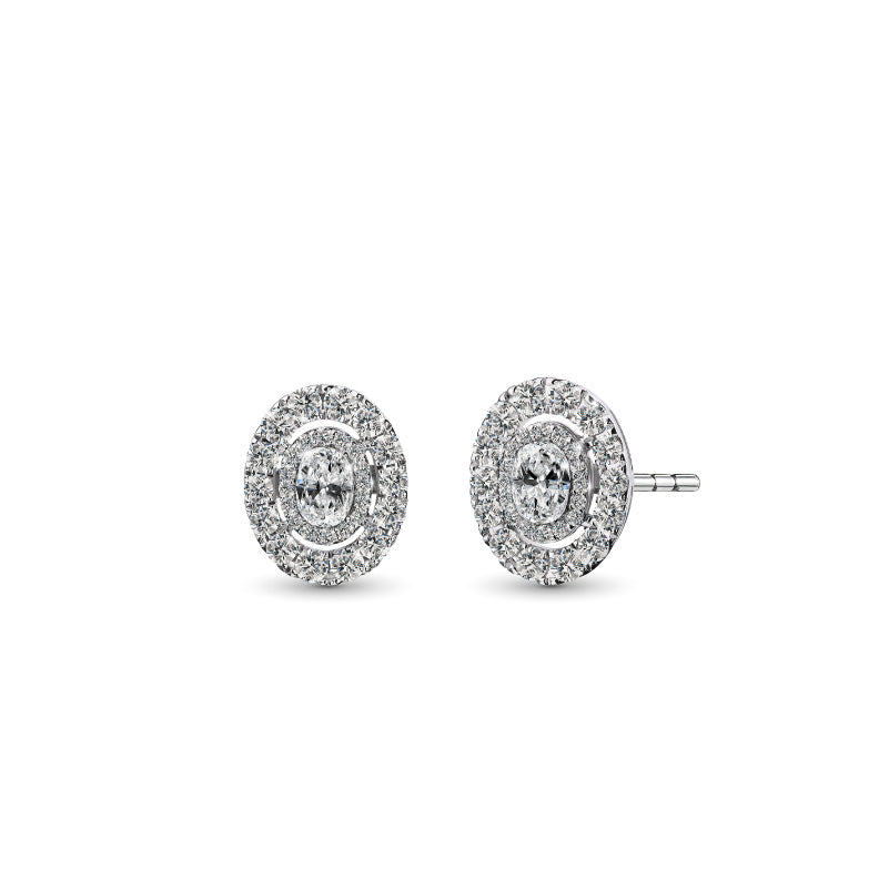 ต่างหูเพชร The Promise Oval Halo Diamond Earring