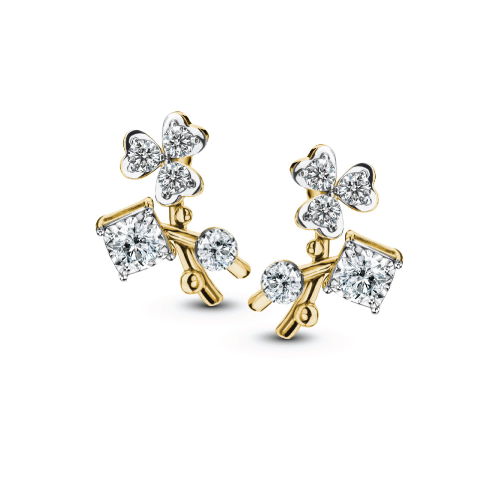 GENTLE COUPLE FLOWERS EARRINGS diamond earrings