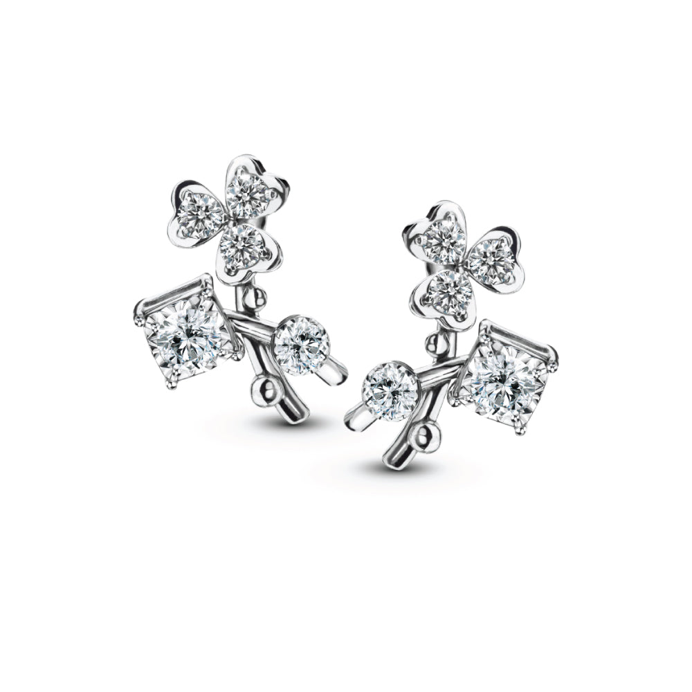 GENTLE COUPLE FLOWERS EARRINGS diamond earrings