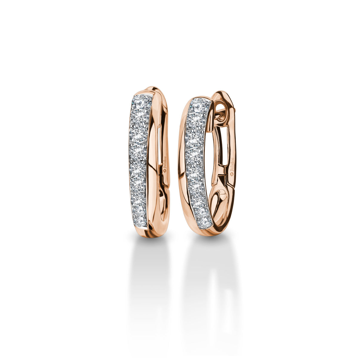 ต่างหูเพชร Voyage of Heart Diamond Line Hoop Earrings