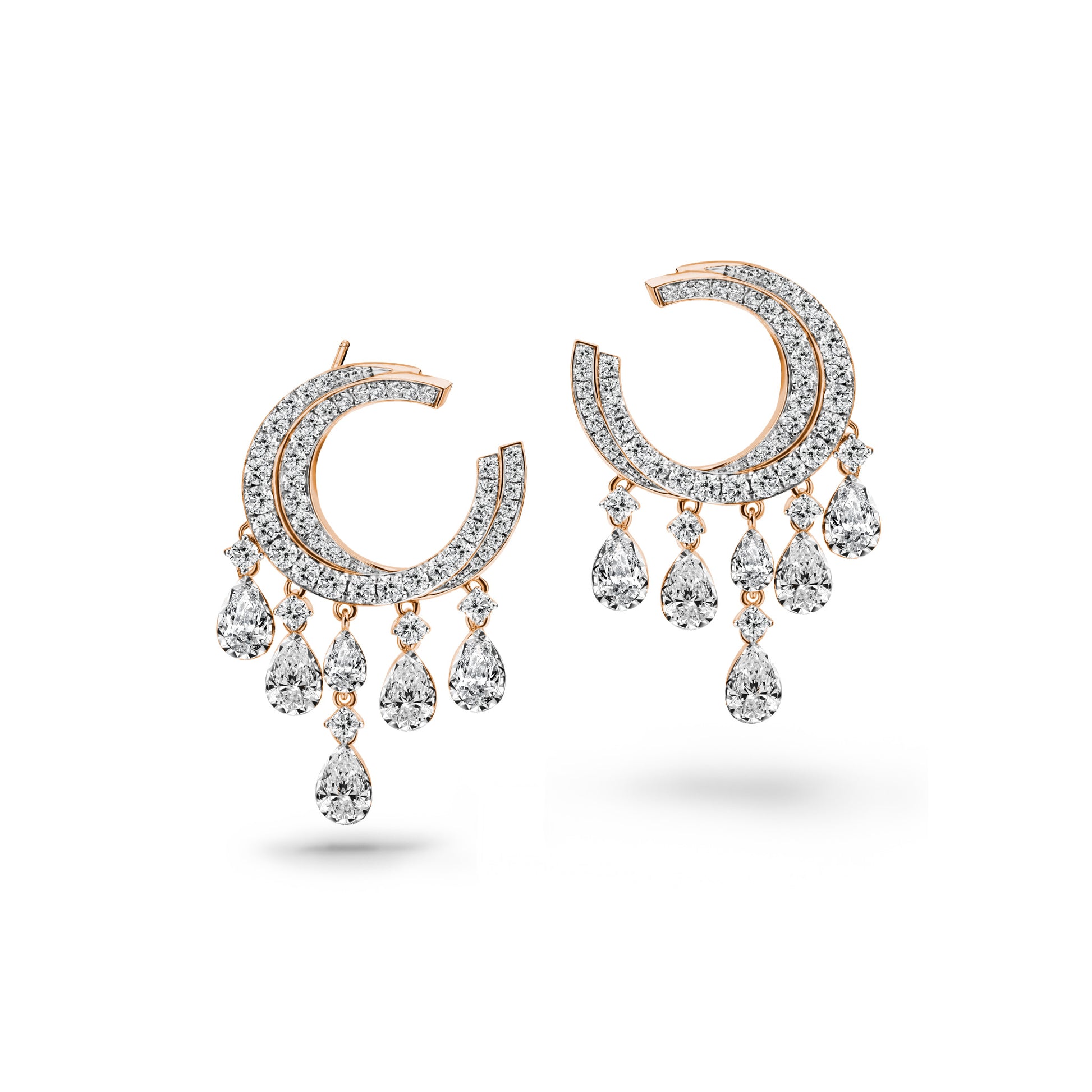 Larme d'Amour Lunar Chandelier Earrings Diamond Earrings