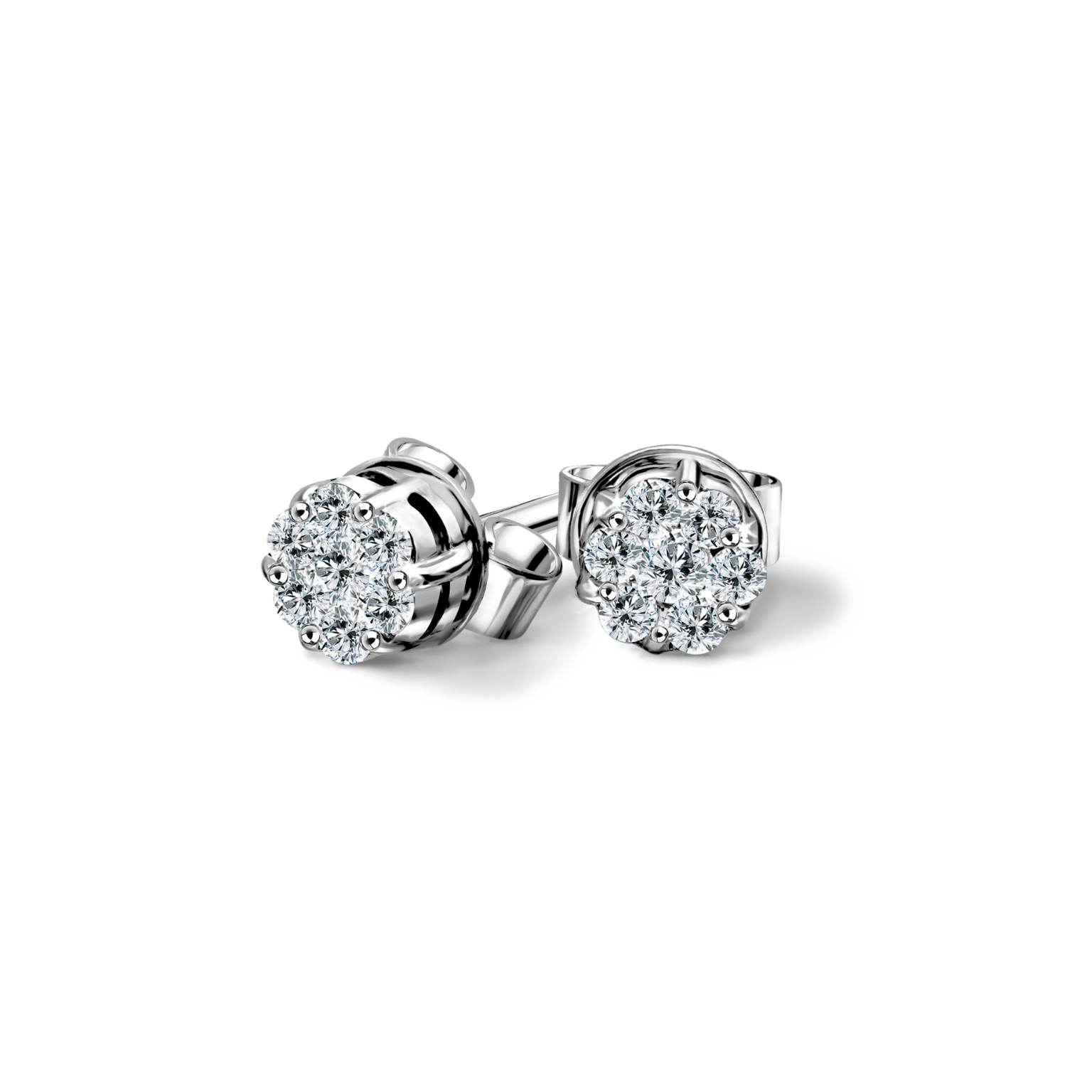 Floral Stud Earrings Diamond