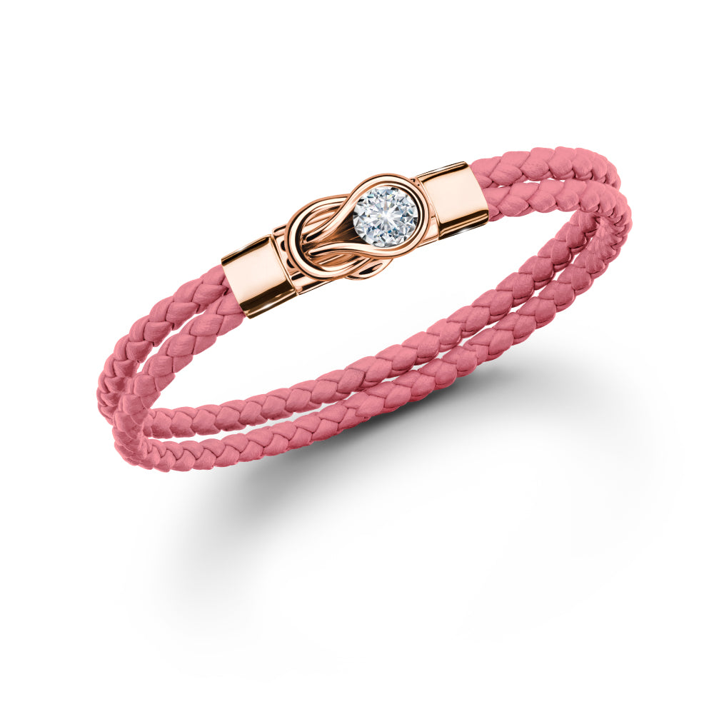 Forevermark The MET Collection Encordia Pink Gold Clip Lock Bracelet with Leather Strap