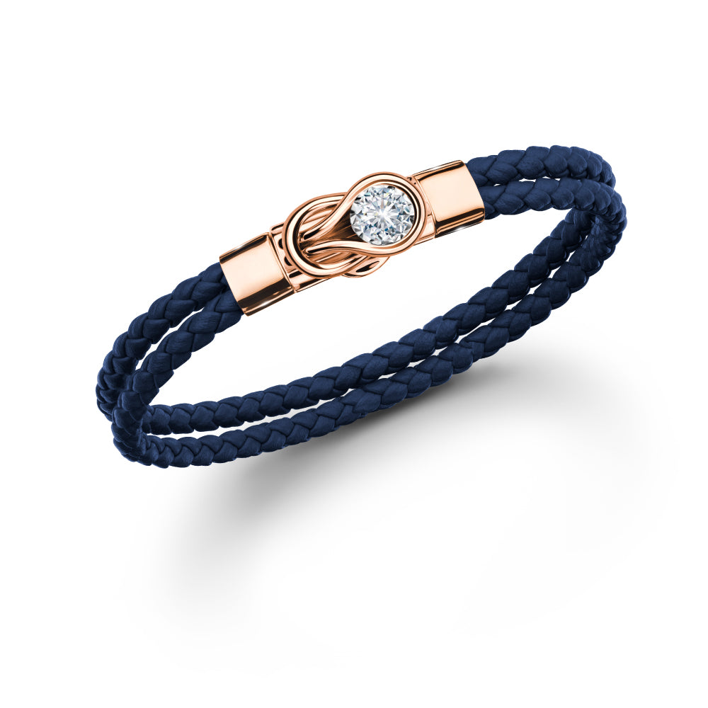 Forevermark The MET Collection Encordia Pink Gold Clip Lock Bracelet with Leather Strap