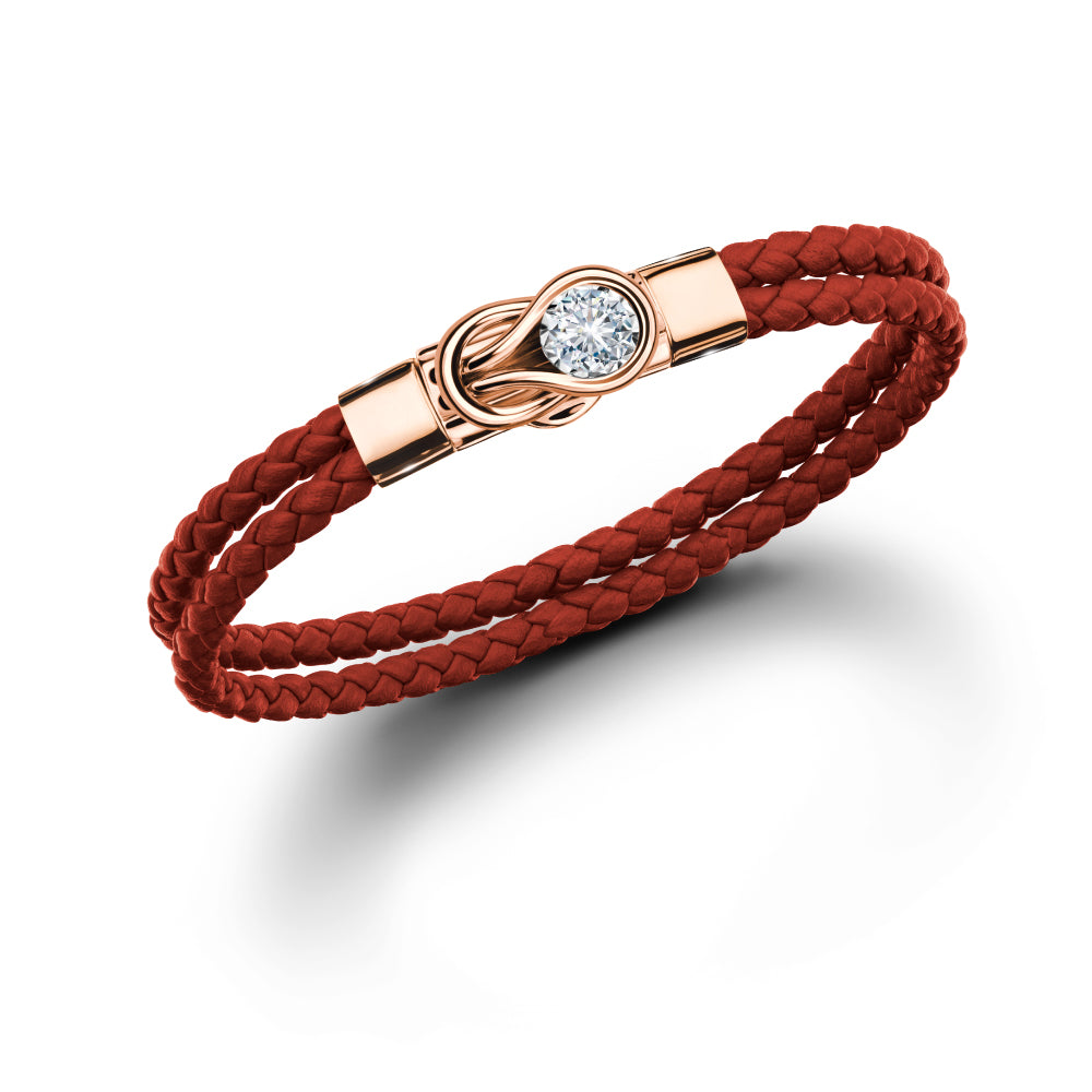 Forevermark The MET Collection Encordia Pink Gold Clip Lock Bracelet with Leather Strap