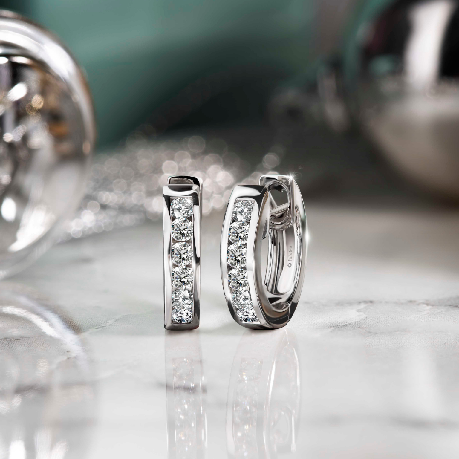 Channel Diamond Hoop Earrings