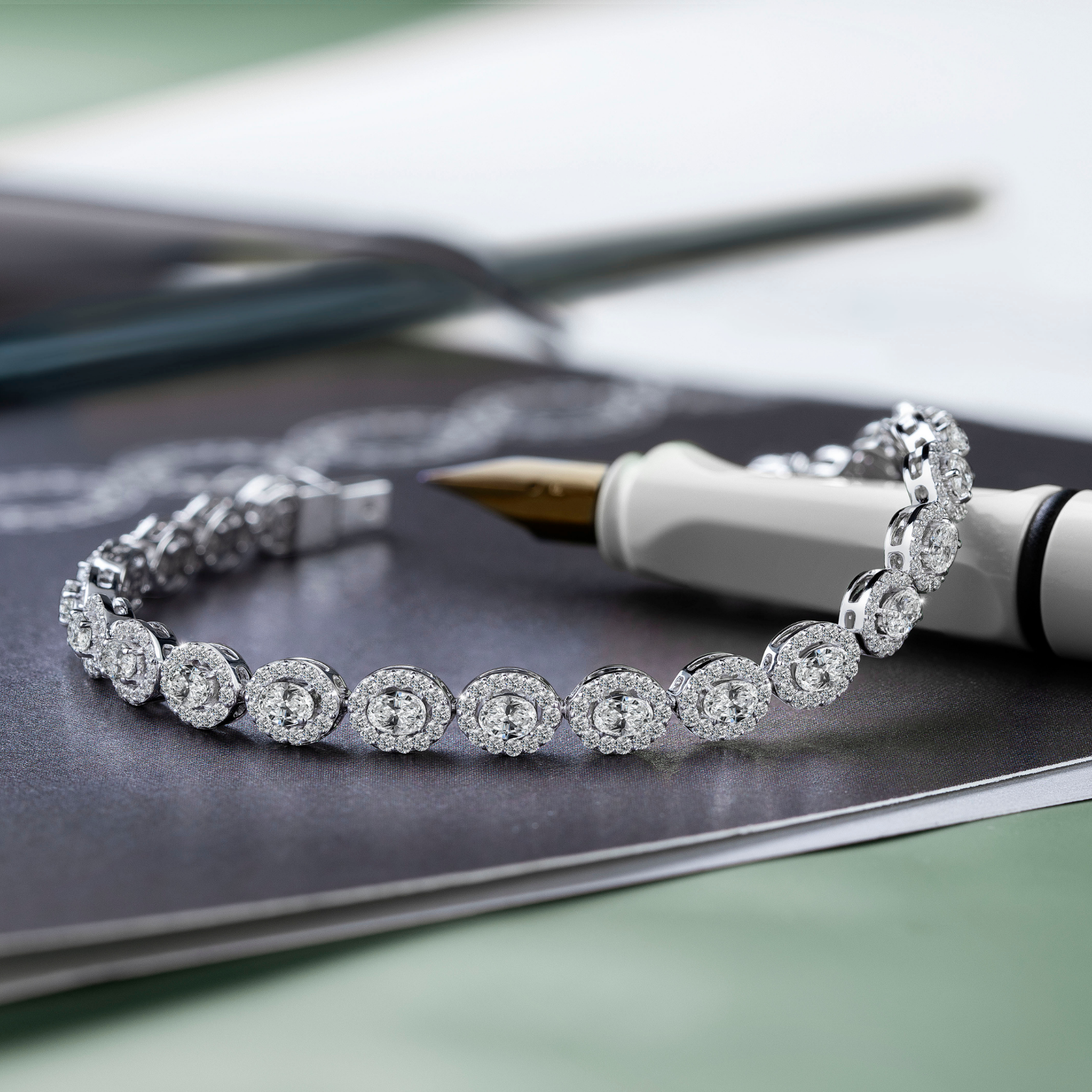 The Promise Oval Halo Diamond Bracelet