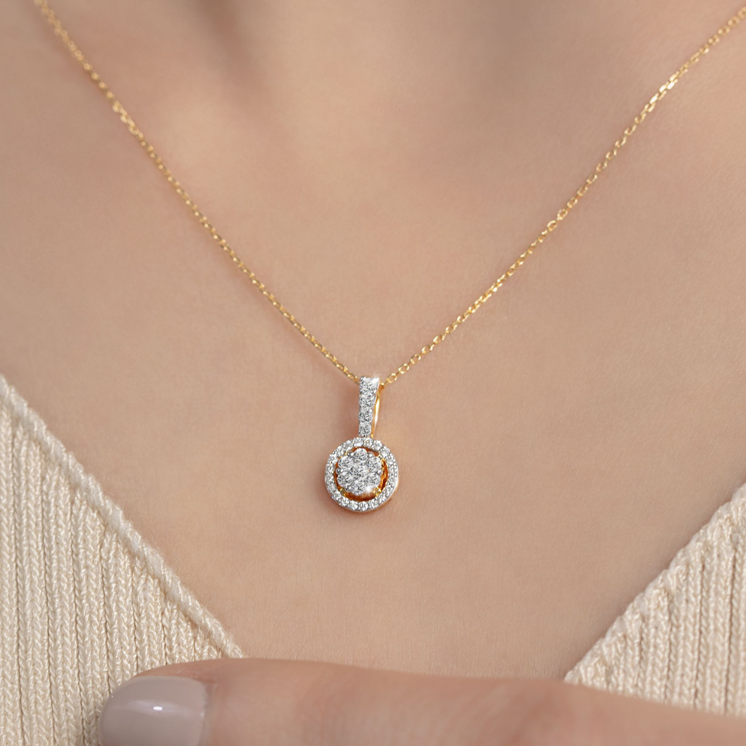 จี้เพชร Floriss Halo Diamond Pendant