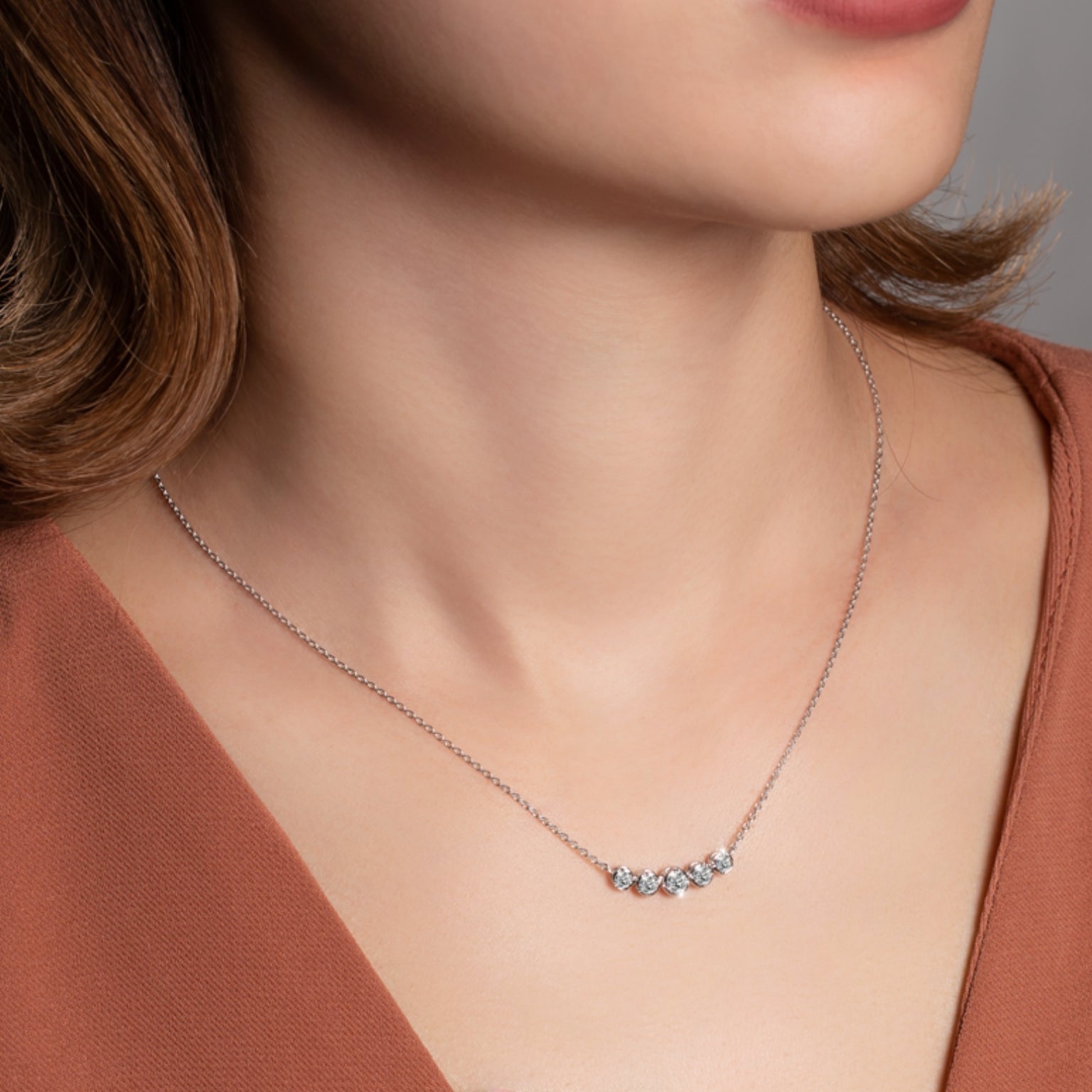 จี้เพชรพร้อมสร้อยคออิตาลี Diamond Line Pendant with Chain