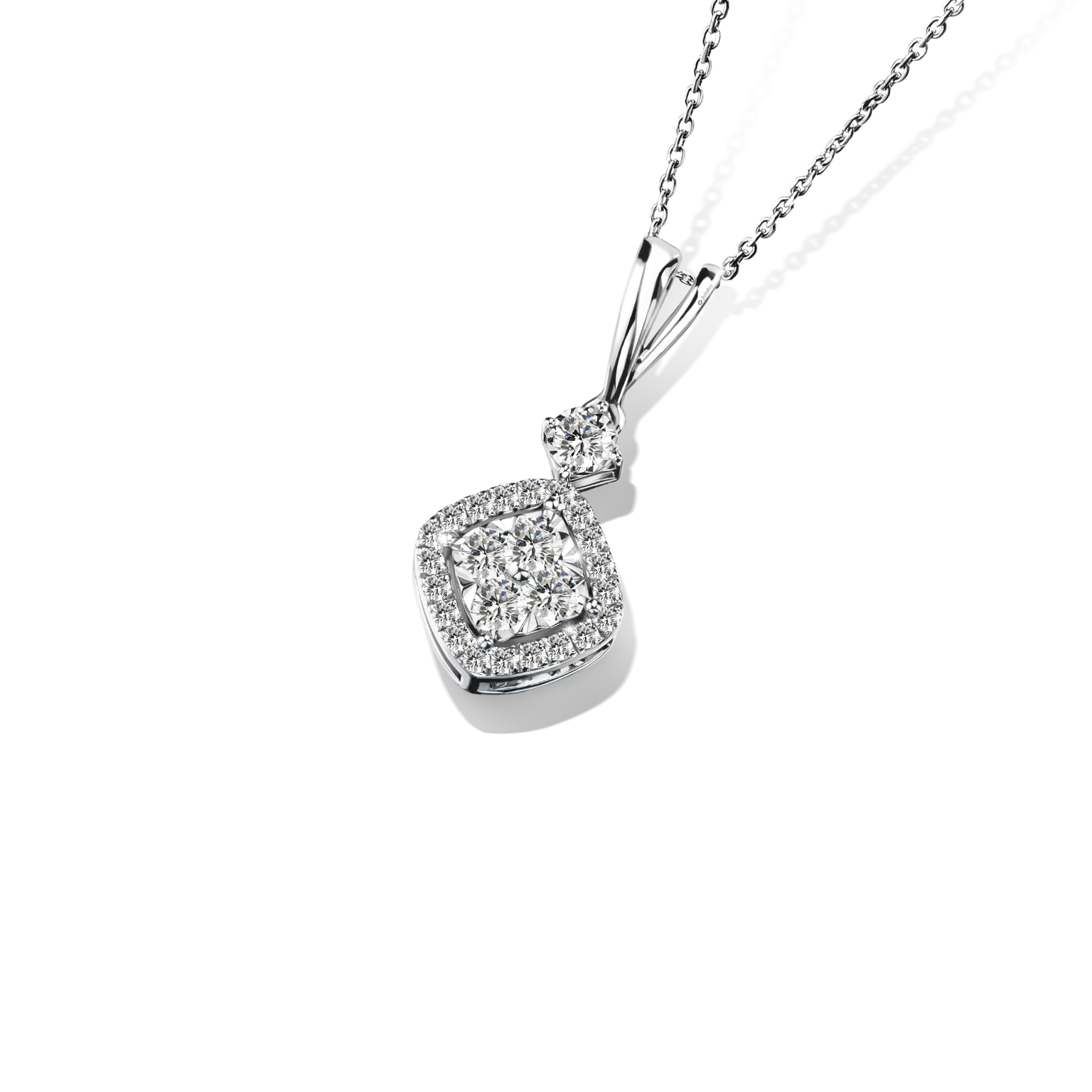 Rhombus Halo Diamond Pendant