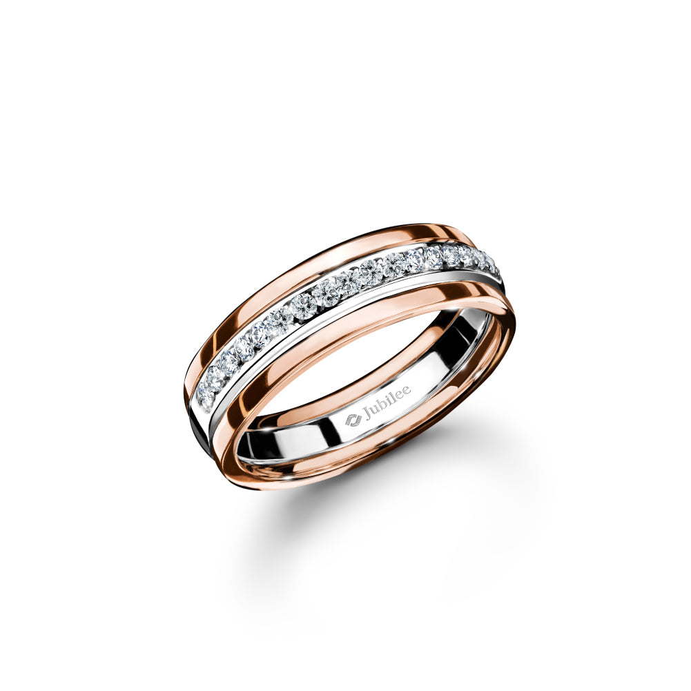 แหวนเพชร Single Spectrum White-Rose Band Ring