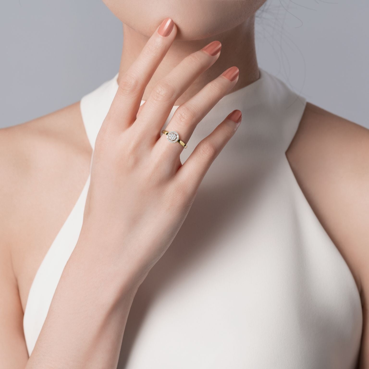 แหวนเพชร Illusion Halo Bold Solitaire Ring