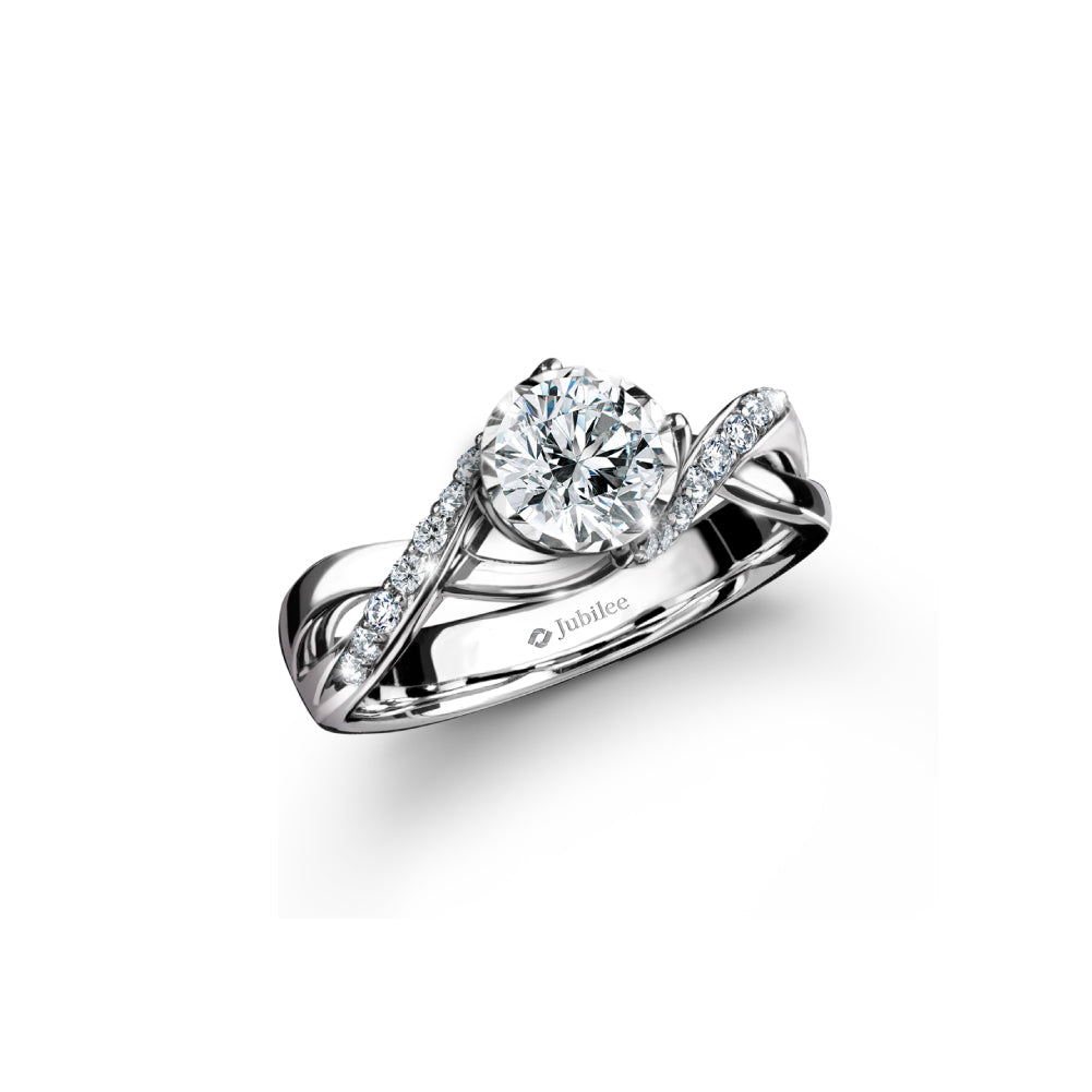 แหวนเพชร Excellence Solitaire Curve Twisted Diamond Ring (Certificate: GIA)