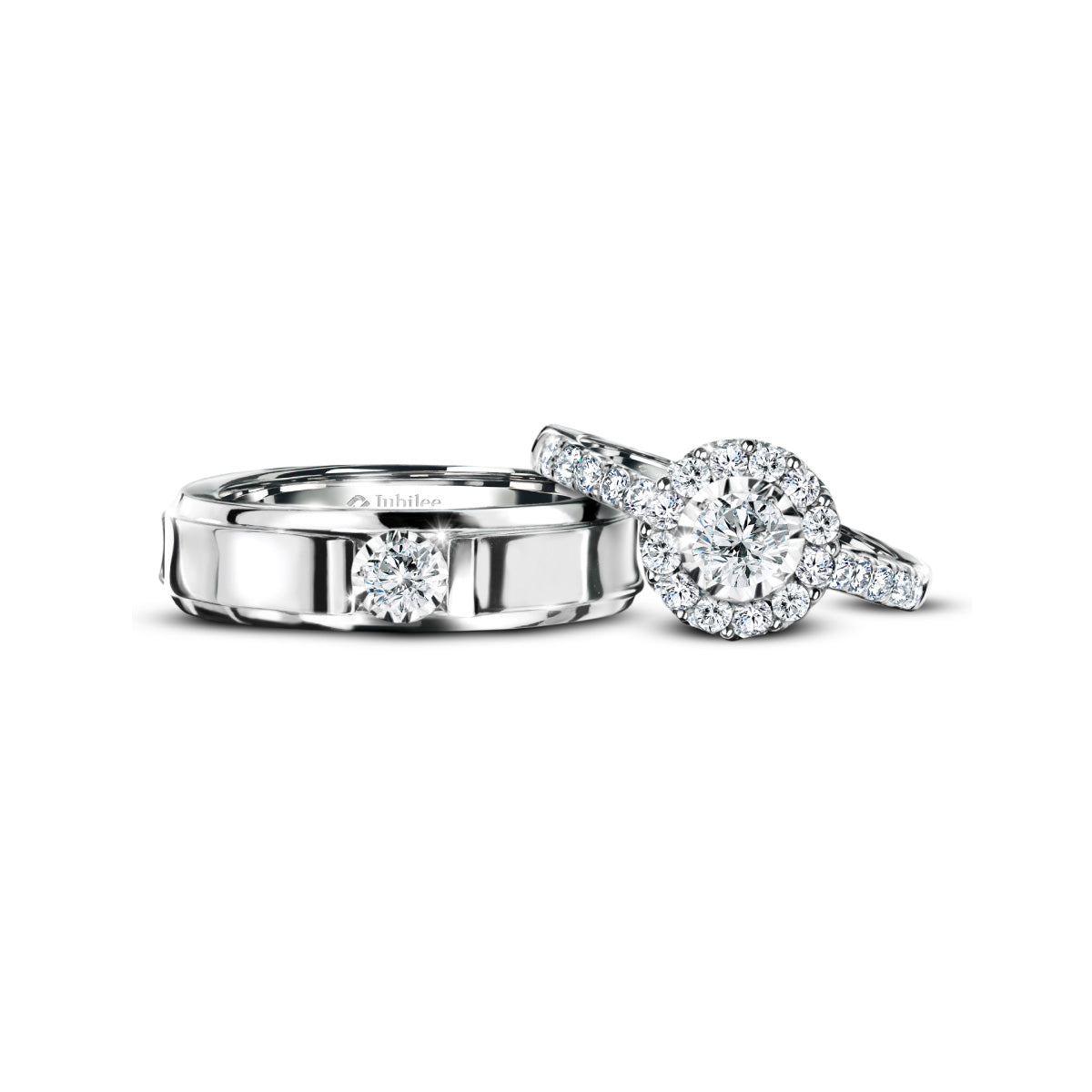 แหวนเพชร Halo Ring & Edge Cut Solitaire Band Ring