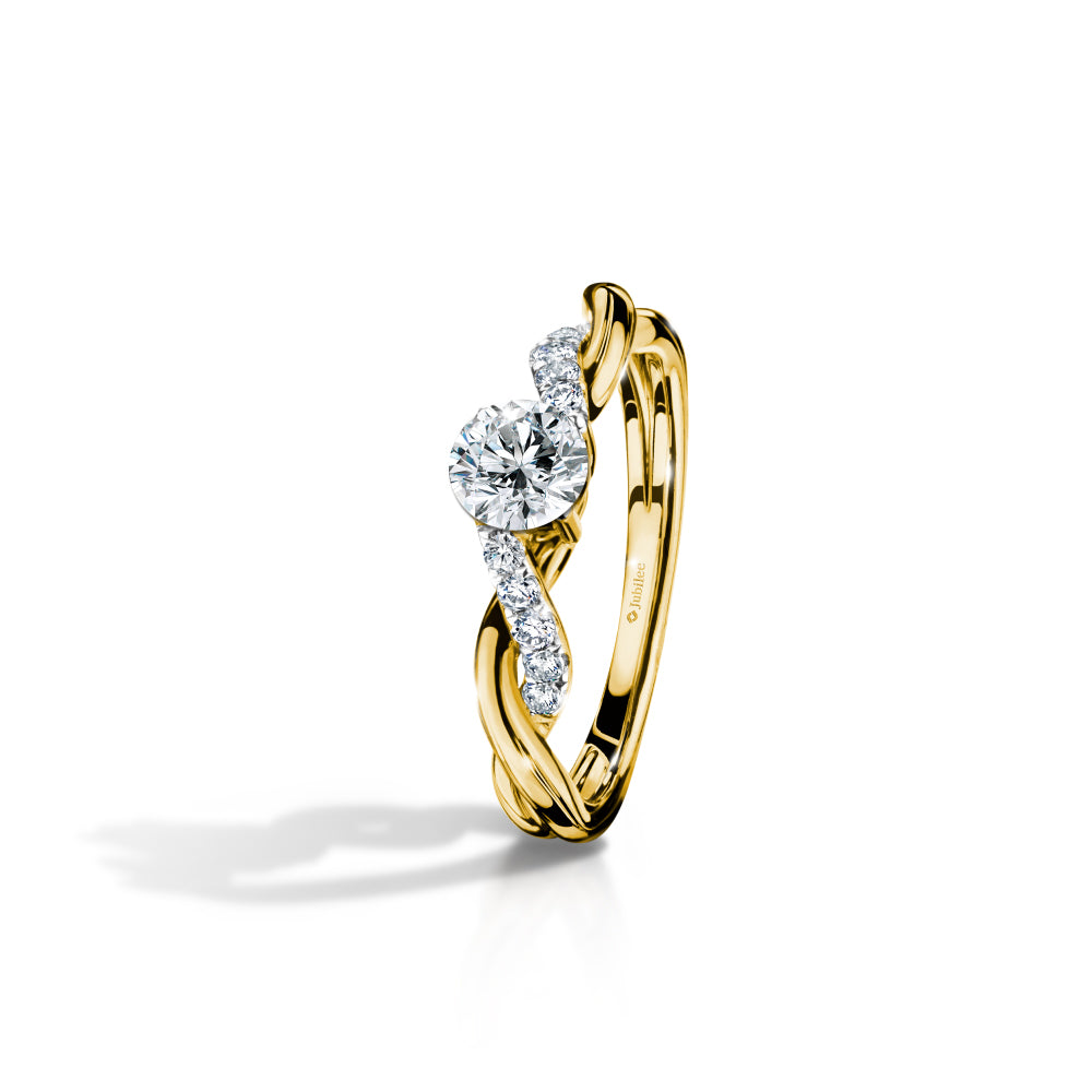 แหวนเพชร Twist Line Solitaire Ring (Certificate: GIA)