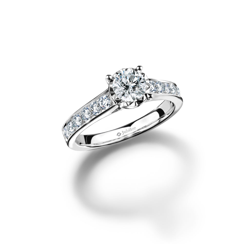 Classic Excellence Pave Solitaire Ring (Certificate: GIA)