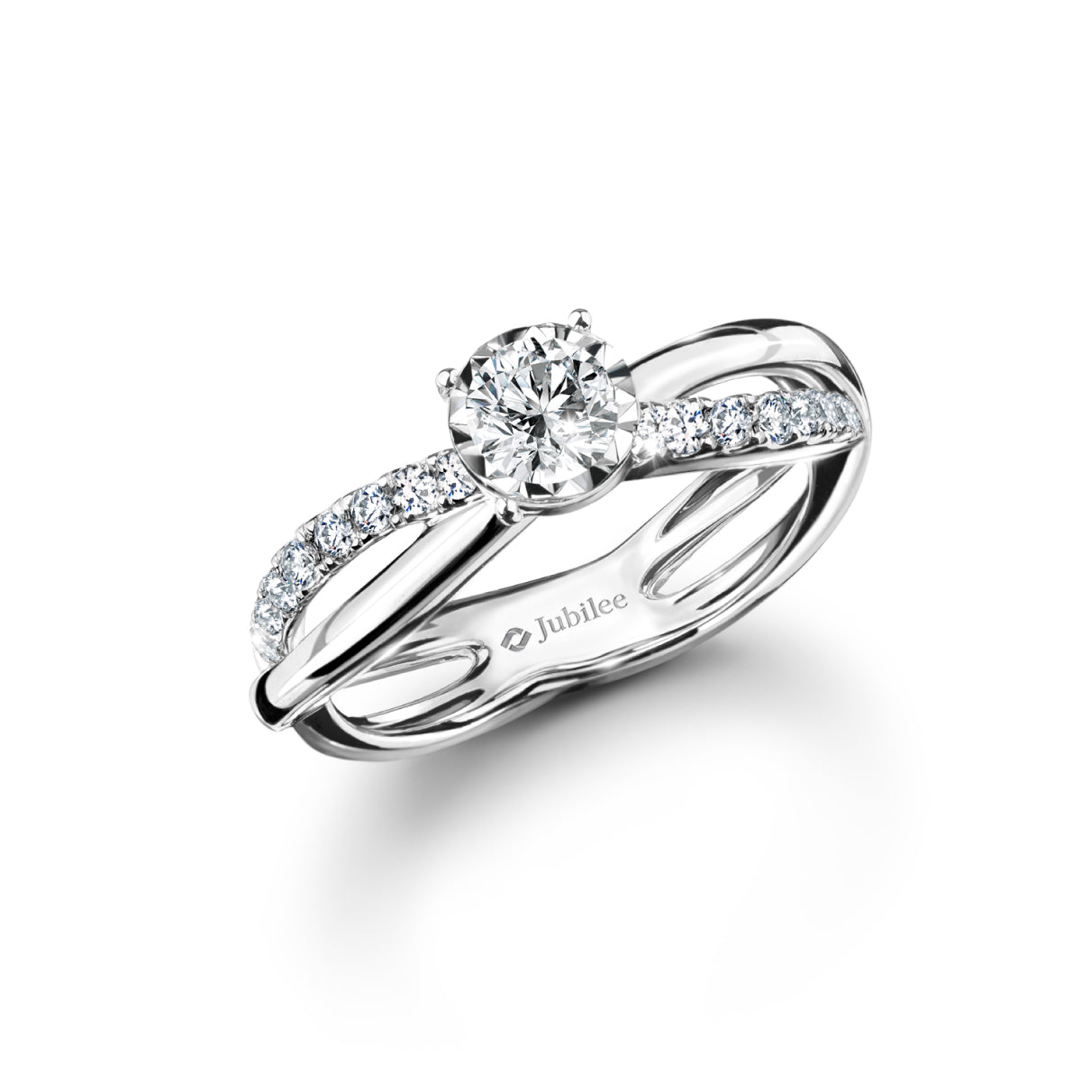 แหวนเพชร Classic Excellence Solitaire Twist Diamond Ring (Certificate: GIA)