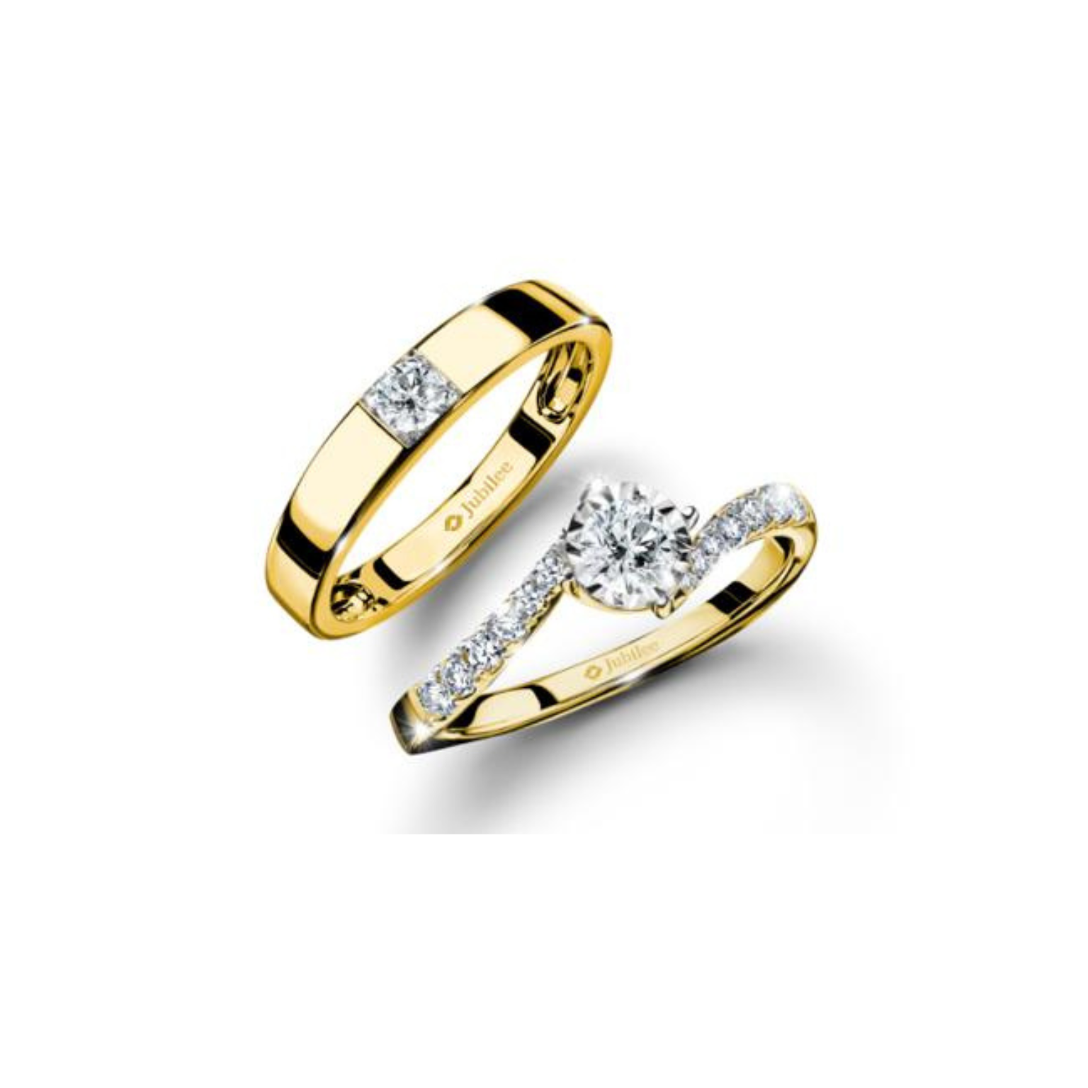 Solitaire Stylish Curve Ring &amp; Padriac Diamond Ring