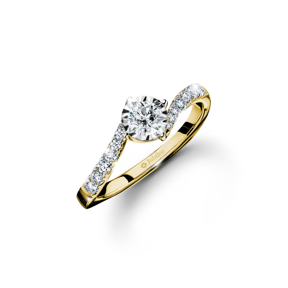 แหวนเพชร Solitaire Stylish Curve Ring