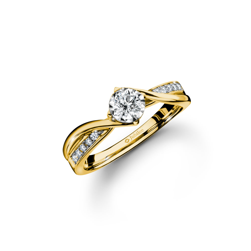 แหวนเพชร Light in Wave Pave Solitaire Ring