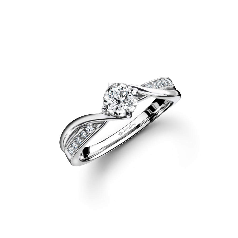 Light in Wave Pave Solitaire Ring